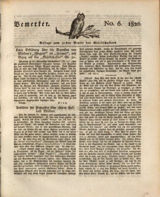 Der Gesellschafter oder Blätter für Geist und Herz Mittwoch 29. März 1820