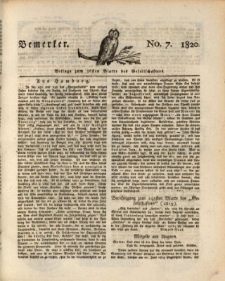 Der Gesellschafter oder Blätter für Geist und Herz Freitag 7. April 1820