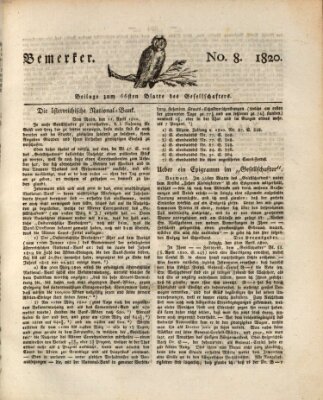 Der Gesellschafter oder Blätter für Geist und Herz Montag 24. April 1820