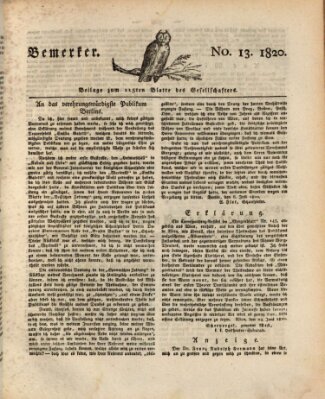 Der Gesellschafter oder Blätter für Geist und Herz Montag 17. Juli 1820