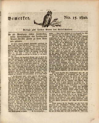 Der Gesellschafter oder Blätter für Geist und Herz Mittwoch 23. August 1820