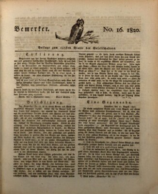 Der Gesellschafter oder Blätter für Geist und Herz Montag 4. September 1820