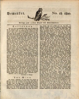 Der Gesellschafter oder Blätter für Geist und Herz Freitag 29. September 1820