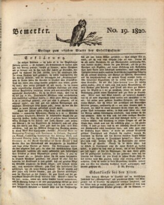 Der Gesellschafter oder Blätter für Geist und Herz Mittwoch 18. Oktober 1820