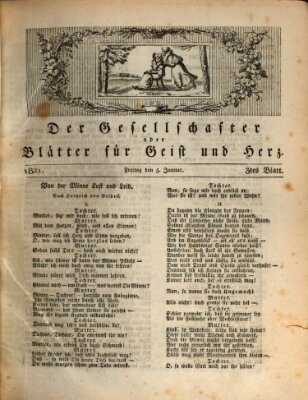 Der Gesellschafter oder Blätter für Geist und Herz Freitag 5. Januar 1821