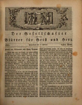 Der Gesellschafter oder Blätter für Geist und Herz Samstag 10. Februar 1821