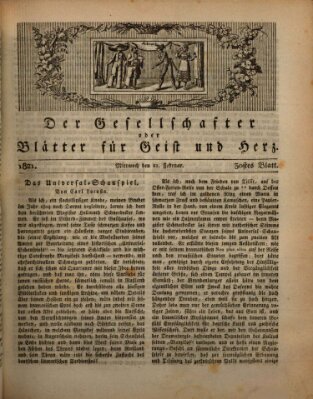 Der Gesellschafter oder Blätter für Geist und Herz Mittwoch 21. Februar 1821