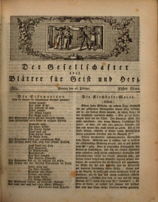 Der Gesellschafter oder Blätter für Geist und Herz Montag 26. Februar 1821