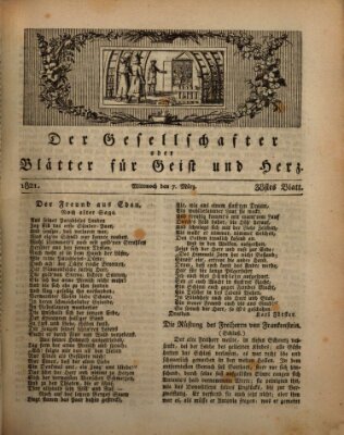 Der Gesellschafter oder Blätter für Geist und Herz Mittwoch 7. März 1821