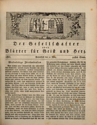 Der Gesellschafter oder Blätter für Geist und Herz Samstag 10. März 1821