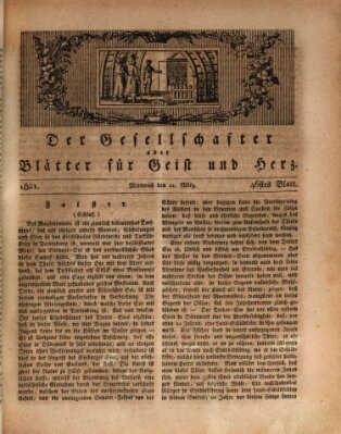 Der Gesellschafter oder Blätter für Geist und Herz Mittwoch 21. März 1821