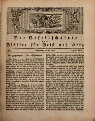 Der Gesellschafter oder Blätter für Geist und Herz Samstag 14. April 1821