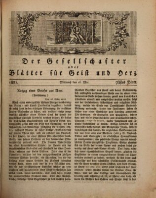 Der Gesellschafter oder Blätter für Geist und Herz Mittwoch 16. Mai 1821