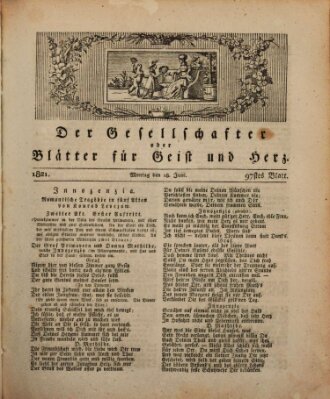 Der Gesellschafter oder Blätter für Geist und Herz Montag 18. Juni 1821