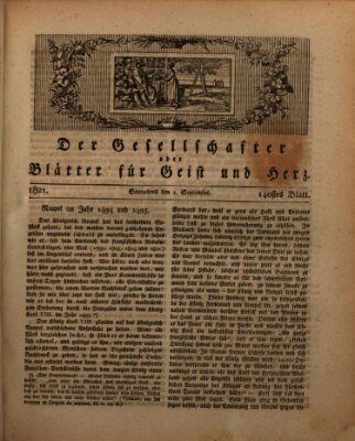 Der Gesellschafter oder Blätter für Geist und Herz Samstag 1. September 1821