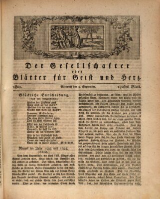 Der Gesellschafter oder Blätter für Geist und Herz Mittwoch 5. September 1821