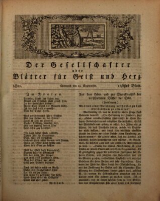 Der Gesellschafter oder Blätter für Geist und Herz Mittwoch 12. September 1821
