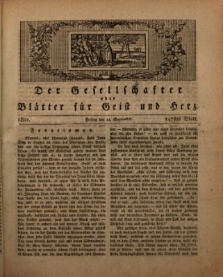 Der Gesellschafter oder Blätter für Geist und Herz Freitag 14. September 1821