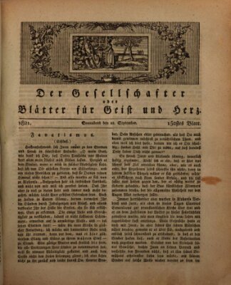 Der Gesellschafter oder Blätter für Geist und Herz Samstag 22. September 1821