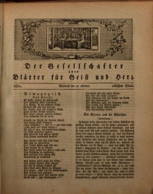 Der Gesellschafter oder Blätter für Geist und Herz Mittwoch 17. Oktober 1821