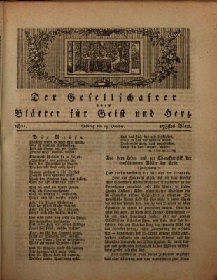 Der Gesellschafter oder Blätter für Geist und Herz Montag 29. Oktober 1821