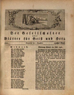 Der Gesellschafter oder Blätter für Geist und Herz Samstag 1. Dezember 1821