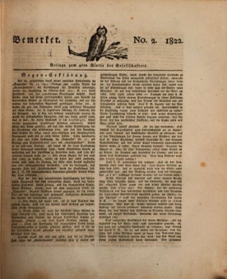 Der Gesellschafter oder Blätter für Geist und Herz Mittwoch 16. Januar 1822