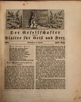 Der Gesellschafter oder Blätter für Geist und Herz Mittwoch 27. Februar 1822