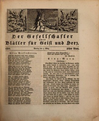 Der Gesellschafter oder Blätter für Geist und Herz Montag 4. März 1822