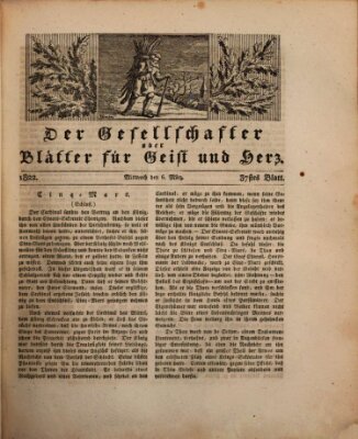 Der Gesellschafter oder Blätter für Geist und Herz Mittwoch 6. März 1822