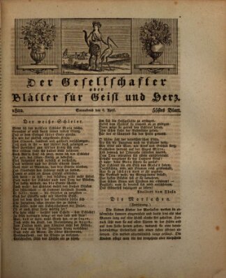 Der Gesellschafter oder Blätter für Geist und Herz Samstag 6. April 1822