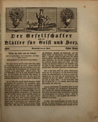 Der Gesellschafter oder Blätter für Geist und Herz Samstag 20. April 1822