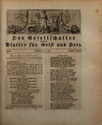 Der Gesellschafter oder Blätter für Geist und Herz Montag 22. Juli 1822