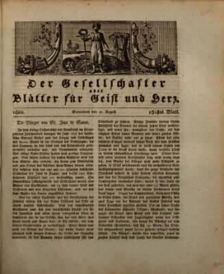 Der Gesellschafter oder Blätter für Geist und Herz Samstag 17. August 1822