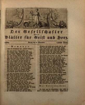 Der Gesellschafter oder Blätter für Geist und Herz Freitag 20. September 1822