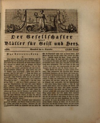 Der Gesellschafter oder Blätter für Geist und Herz Samstag 21. September 1822