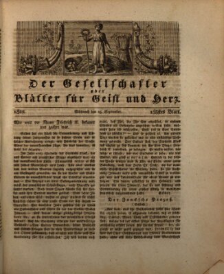 Der Gesellschafter oder Blätter für Geist und Herz Mittwoch 25. September 1822