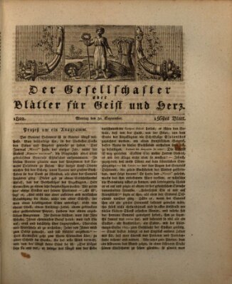 Der Gesellschafter oder Blätter für Geist und Herz Montag 30. September 1822