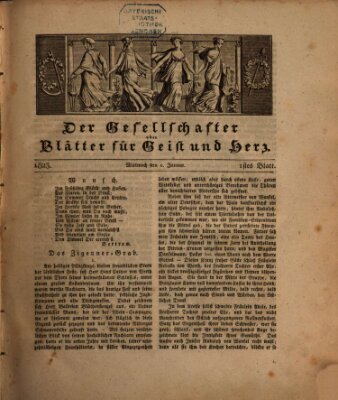 Der Gesellschafter oder Blätter für Geist und Herz Mittwoch 1. Januar 1823