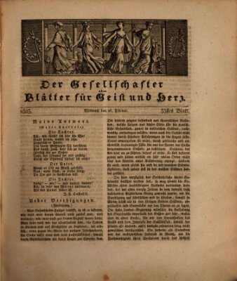 Der Gesellschafter oder Blätter für Geist und Herz Mittwoch 26. Februar 1823