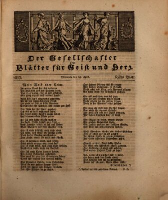 Der Gesellschafter oder Blätter für Geist und Herz Mittwoch 23. April 1823