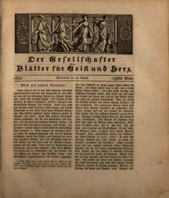 Der Gesellschafter oder Blätter für Geist und Herz Samstag 30. August 1823