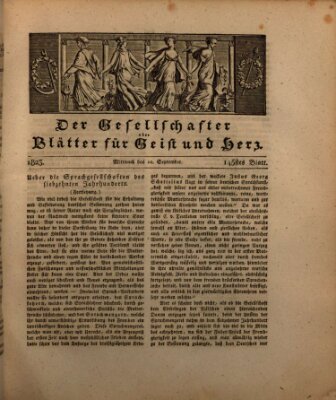 Der Gesellschafter oder Blätter für Geist und Herz Mittwoch 10. September 1823