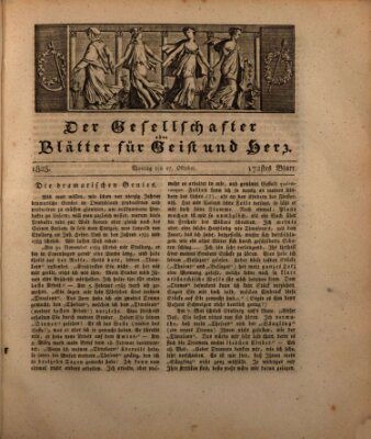 Der Gesellschafter oder Blätter für Geist und Herz Montag 27. Oktober 1823