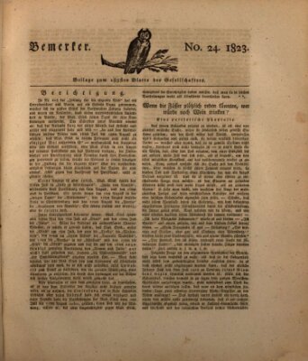 Der Gesellschafter oder Blätter für Geist und Herz Mittwoch 19. November 1823