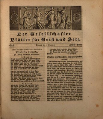 Der Gesellschafter oder Blätter für Geist und Herz Mittwoch 3. Dezember 1823