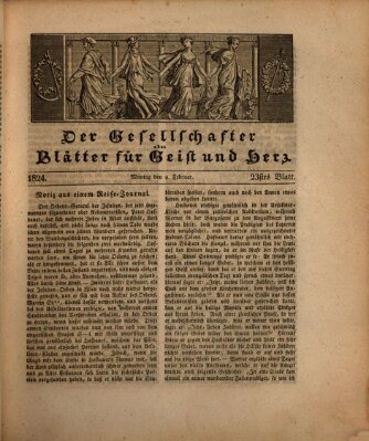 Der Gesellschafter oder Blätter für Geist und Herz Montag 9. Februar 1824