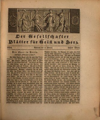 Der Gesellschafter oder Blätter für Geist und Herz Mittwoch 11. Februar 1824