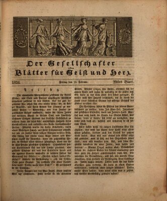 Der Gesellschafter oder Blätter für Geist und Herz Freitag 20. Februar 1824