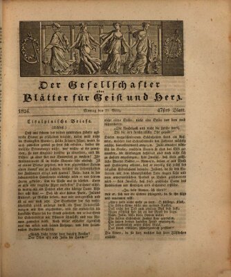 Der Gesellschafter oder Blätter für Geist und Herz Montag 22. März 1824